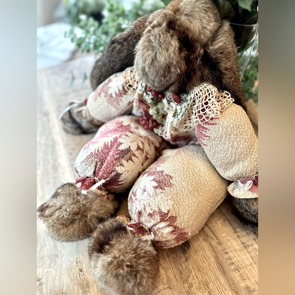 Vintage floral fur rabbit